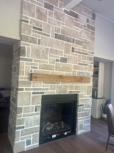 natural stone fireplace